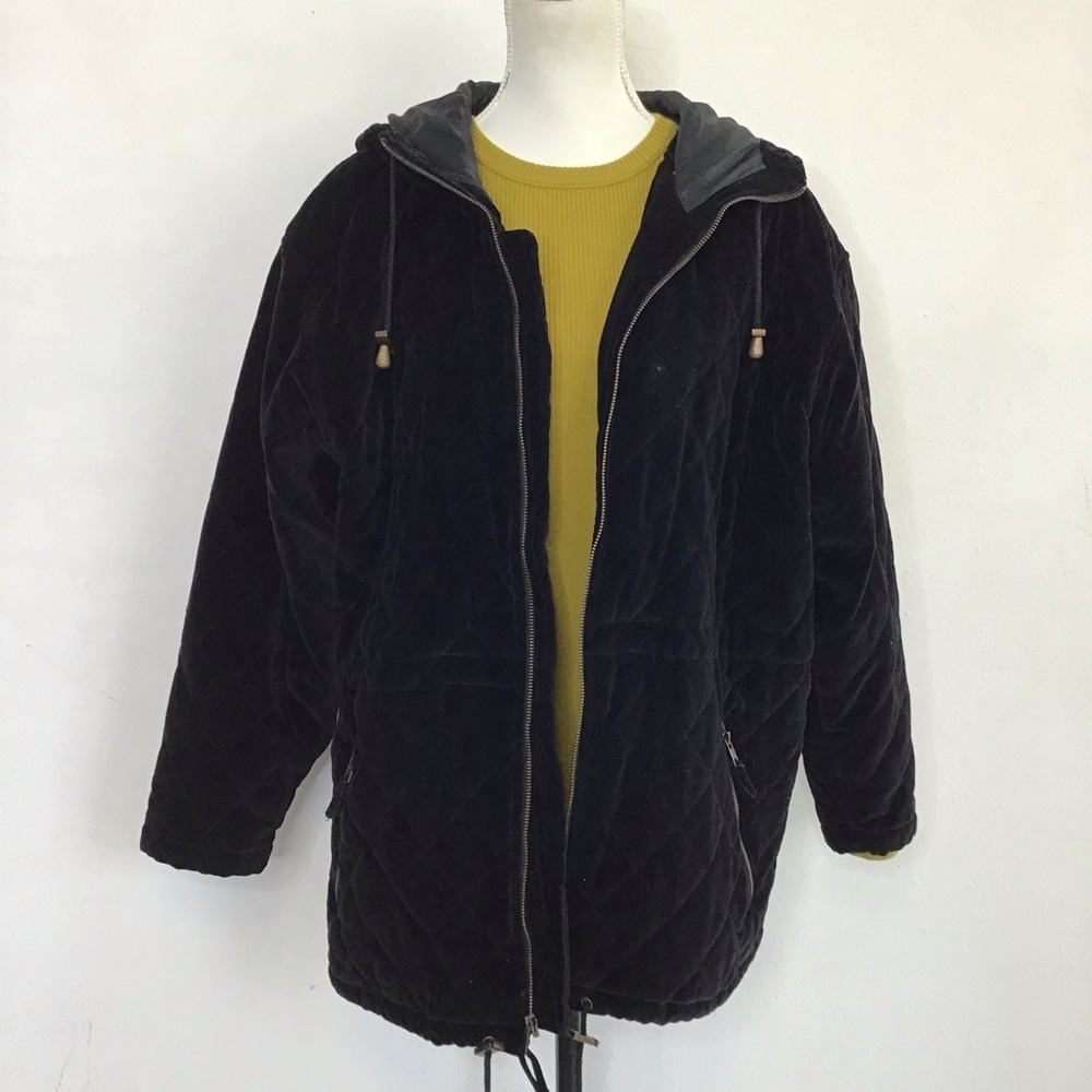 Climate Zone Women's Black Hooded Quilted Puffy  Cold Season Jacket Coat SZ M